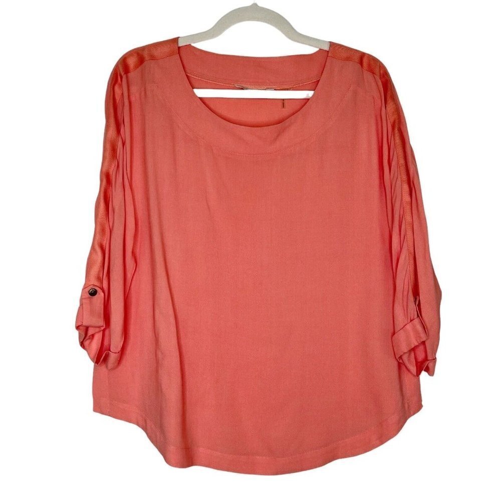 Soft Surroundings Top Womens Size Medium Peach Orange‎ 3/4 Sleeves Shirt